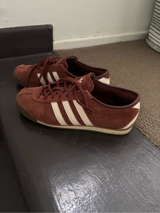 adidas Shoes - adidas women’s Maroon Suede Sneakers with White Stripes. Women size 9